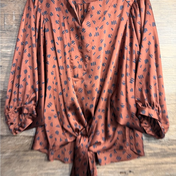 Chico's Brown and Navy Blouse - Picture 2 of 8